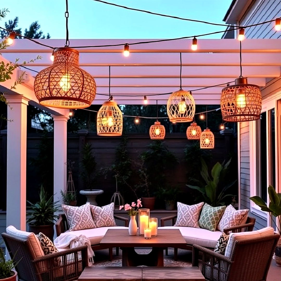 boho patio hanging lanterns to add charm