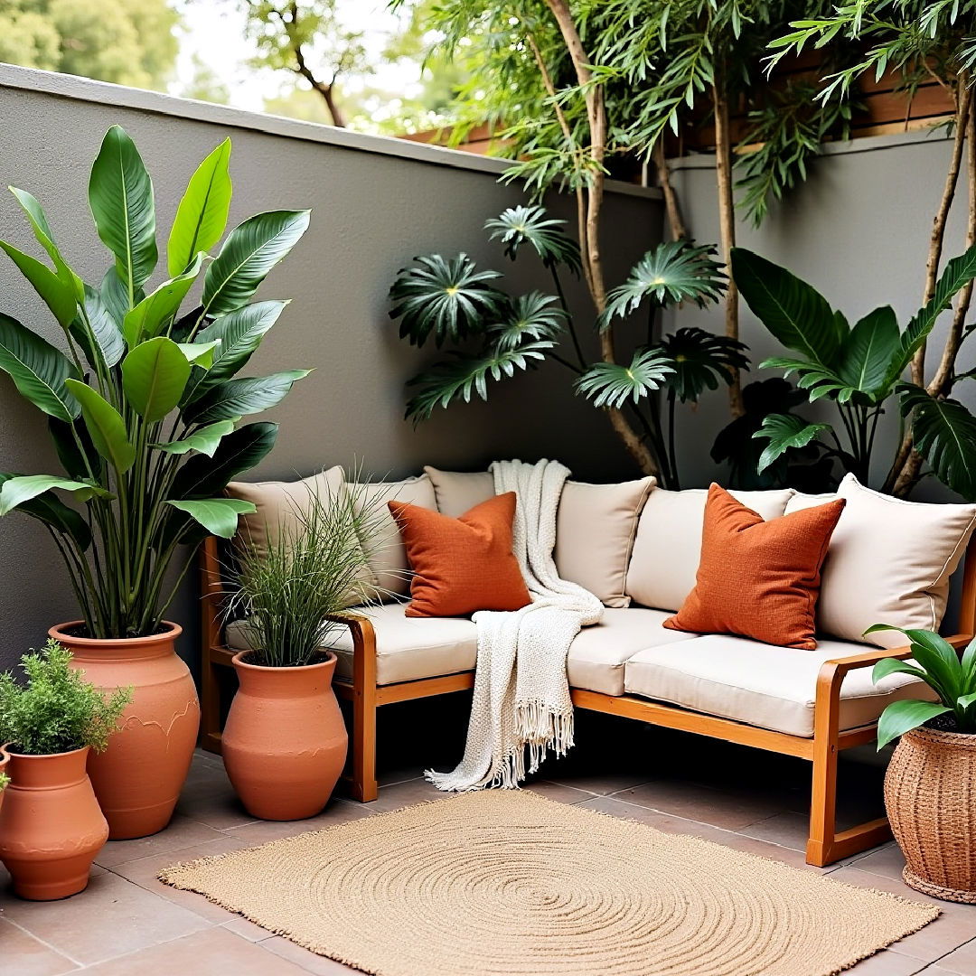 boho patio terracotta pots for plants