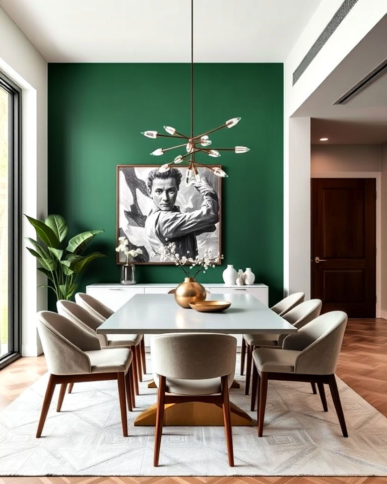 bold accent wall dining room