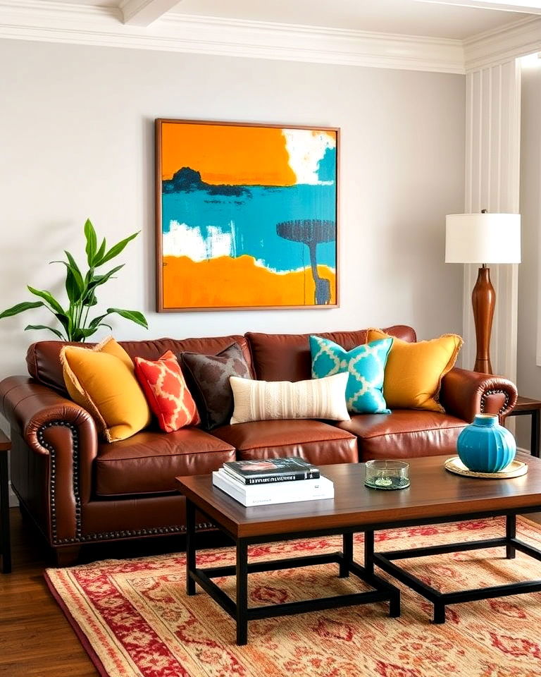 bold and bright accents living room