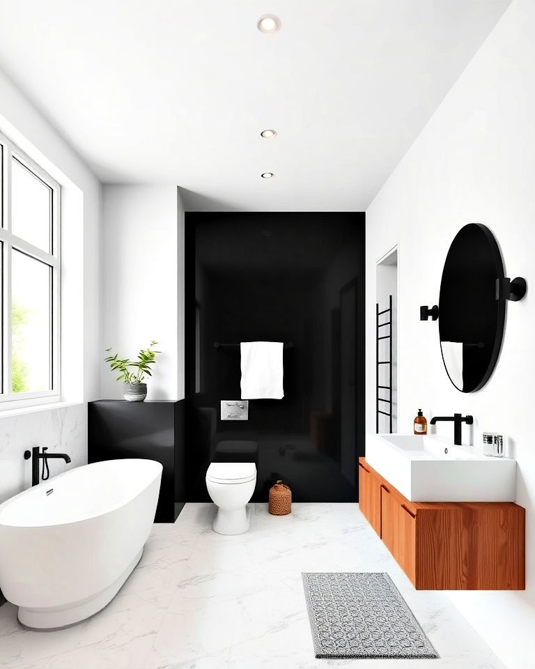 bold black accent wall for bathroom