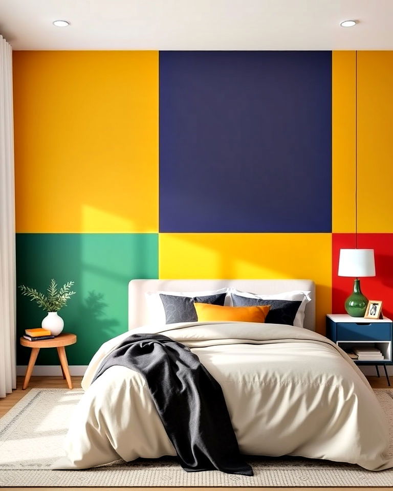 bold color blocks bedroom