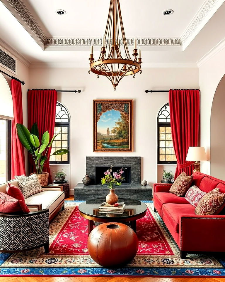 bold color combinations moroccan living room