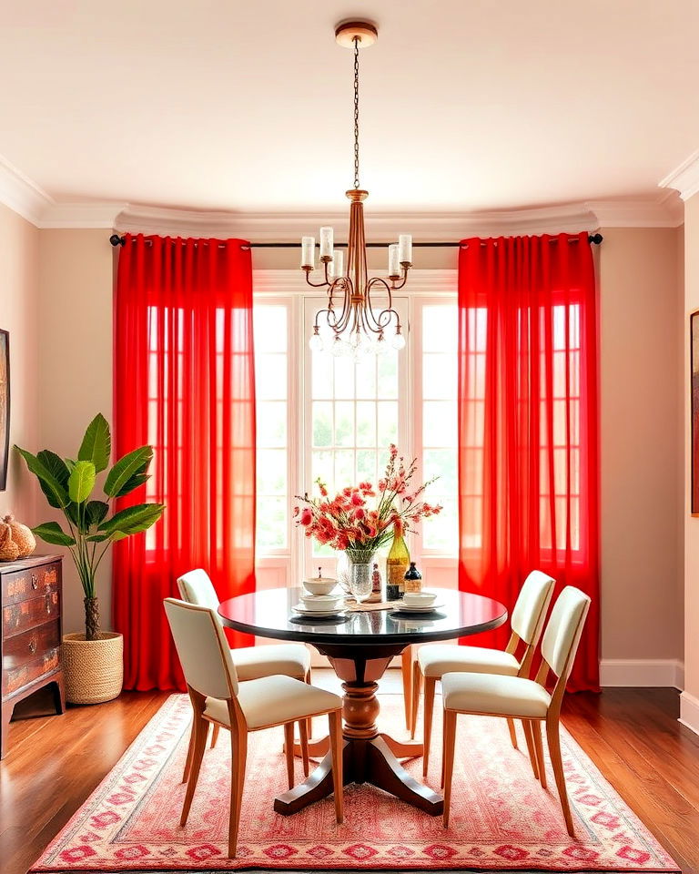bold colored curtains for dining room