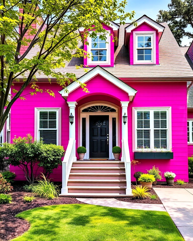bold fuchsia house exterior for a statement