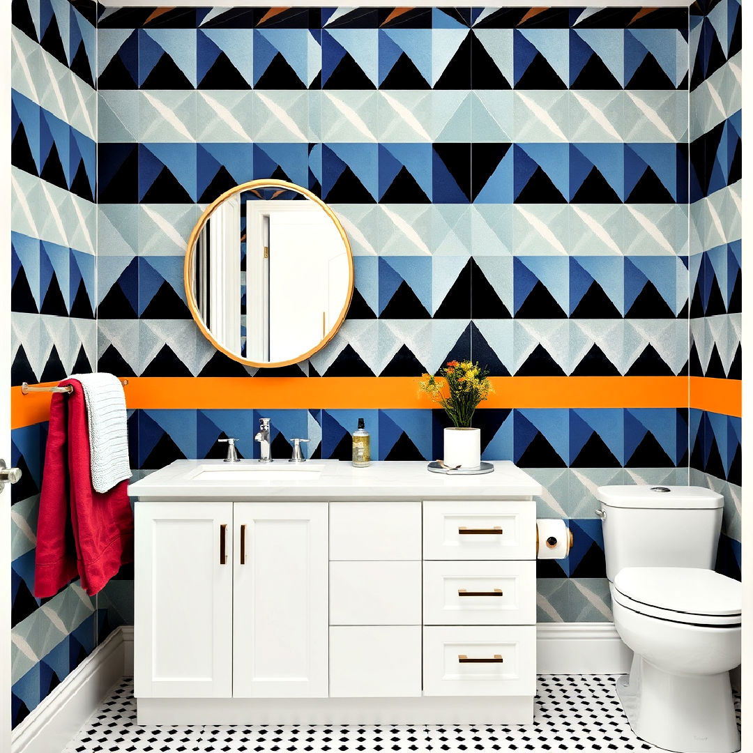 bold geometric pattern bathroom