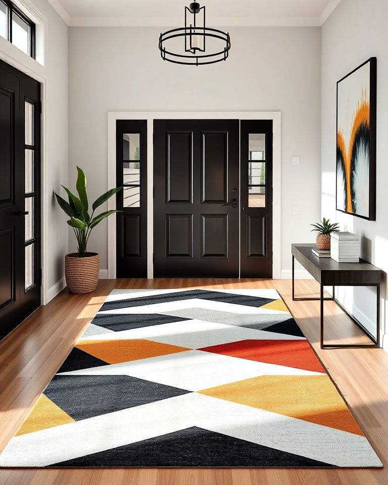 bold geometric pattern entryway rug