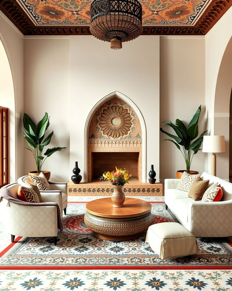 bold geometric pattern moroccan living room