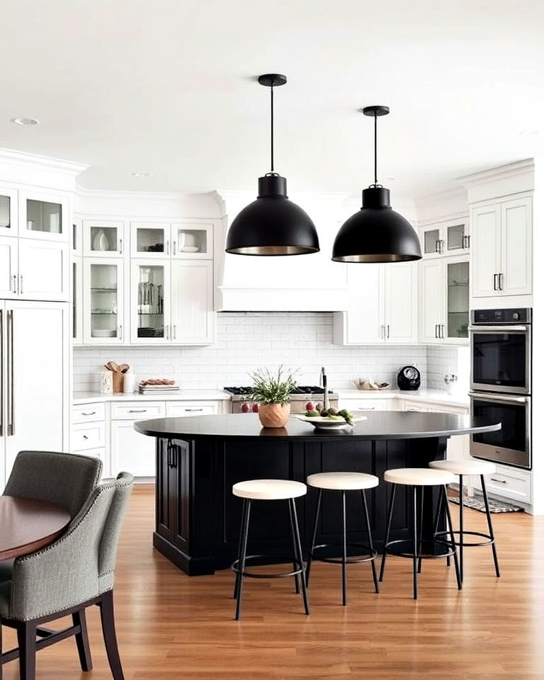 bold lighting fixtures for white kitchen
