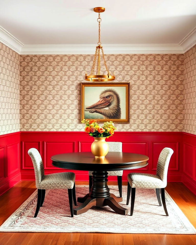bold painted wainscoting for your dining area