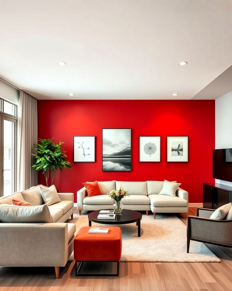 bold red accent wall