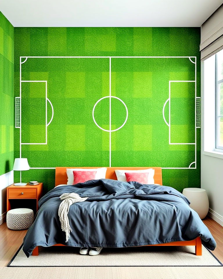 bold soccer field wall mural