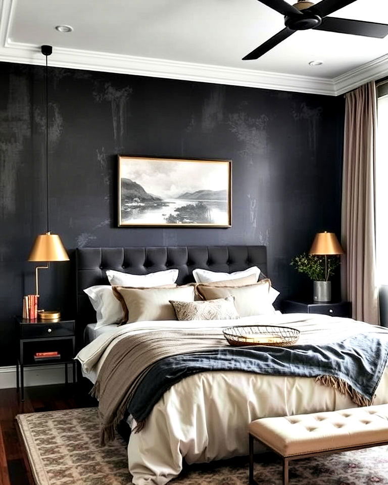 bold statement charcoal limewash wall