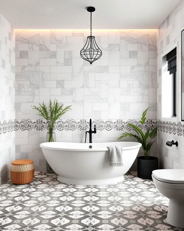 bold tile patterns aesthetic bathroom