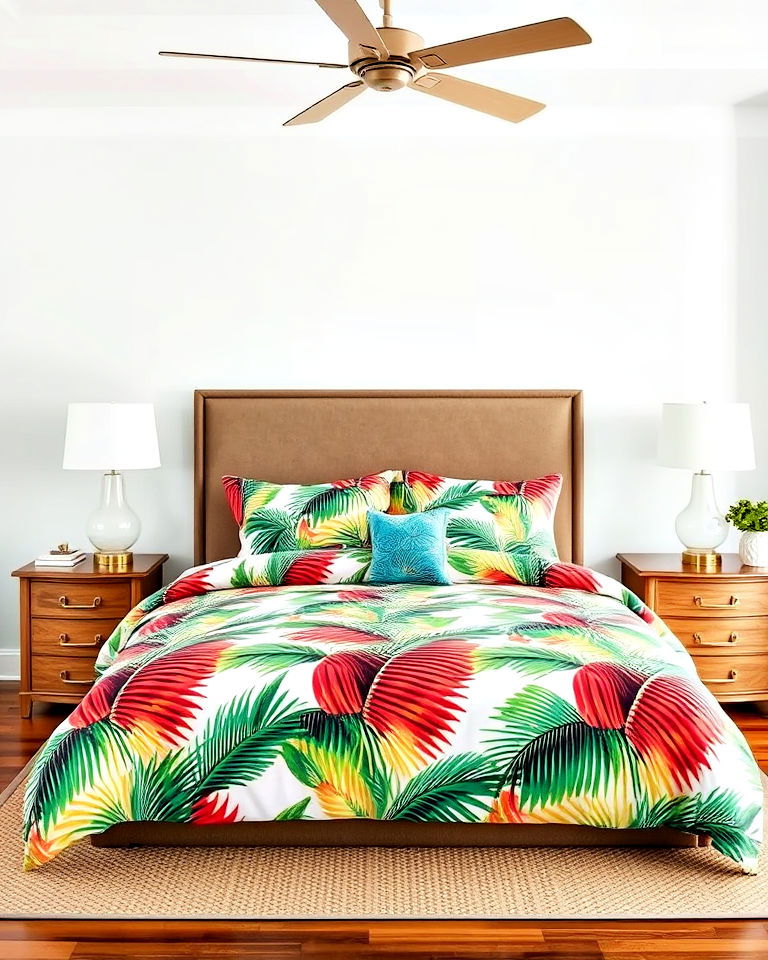 bold tropical bedding for a statement