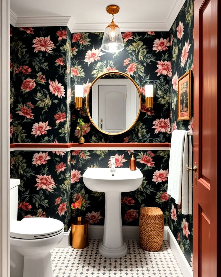 bold wallpaper to transform your hallway bathroom