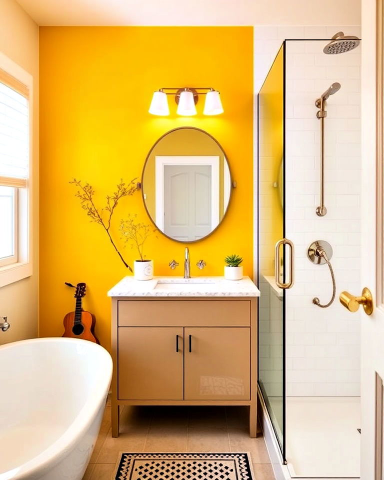 bold yellow accent wall