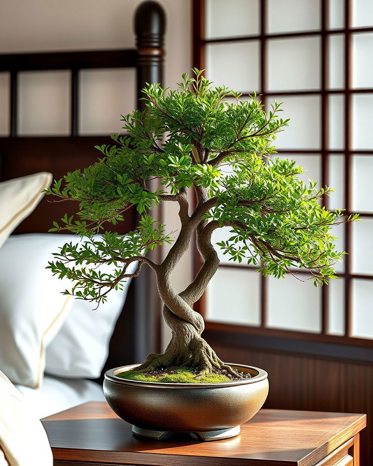 bonsai tree for an asian inspired bedroom decor