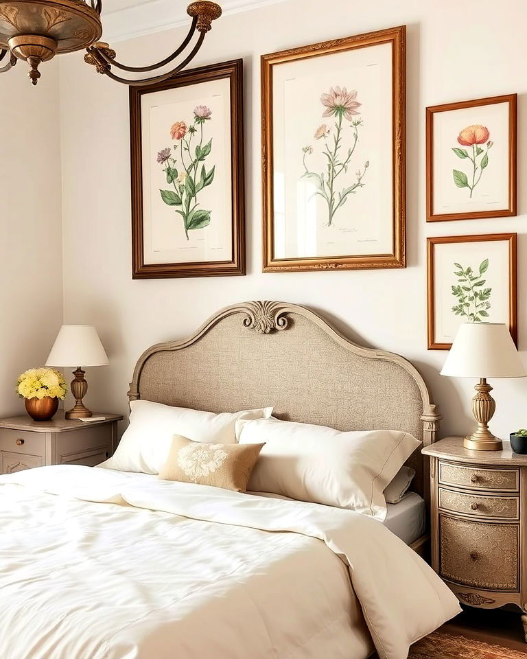botanical prints for vintage bedroom