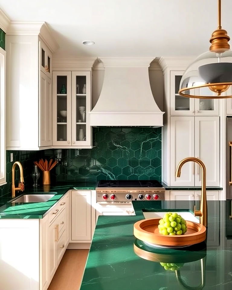 bottle green countertops for a bold kitchen statement