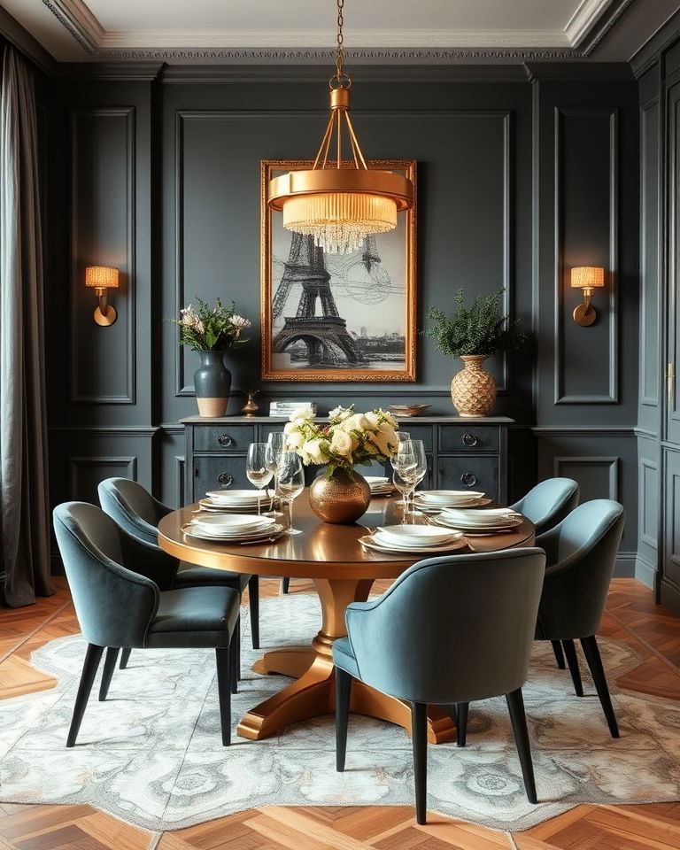 brass accents parisian dining room