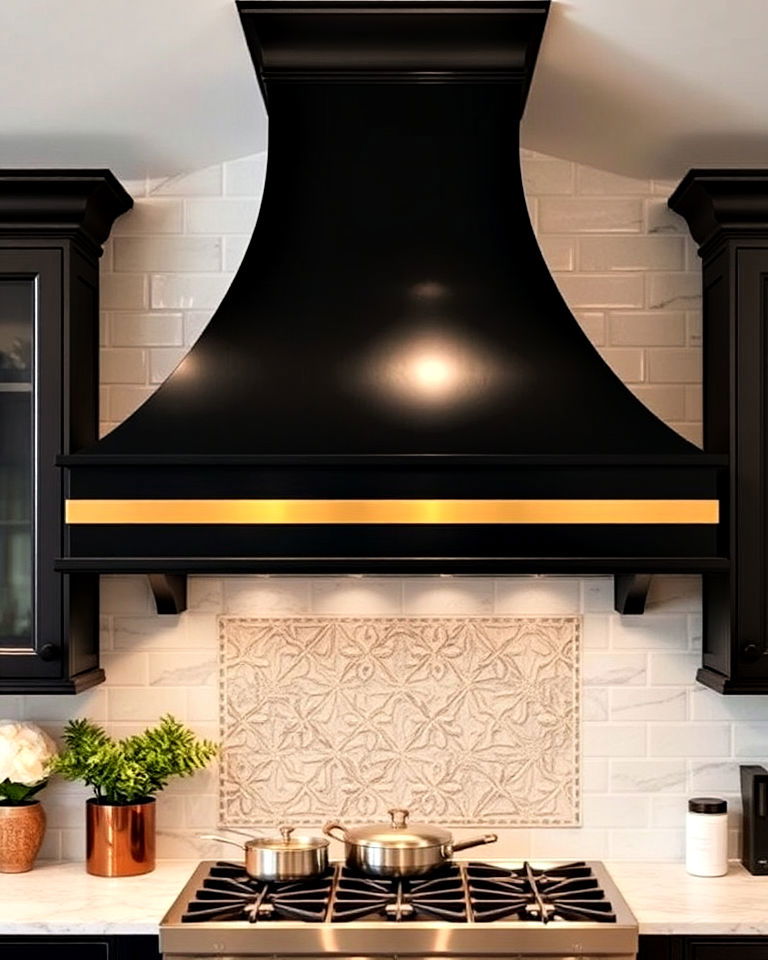 brass accents range hood