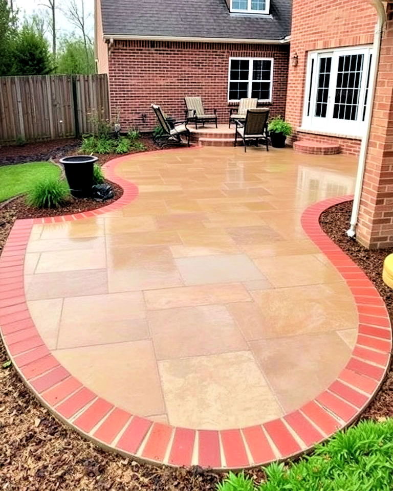 brick border detailing patio