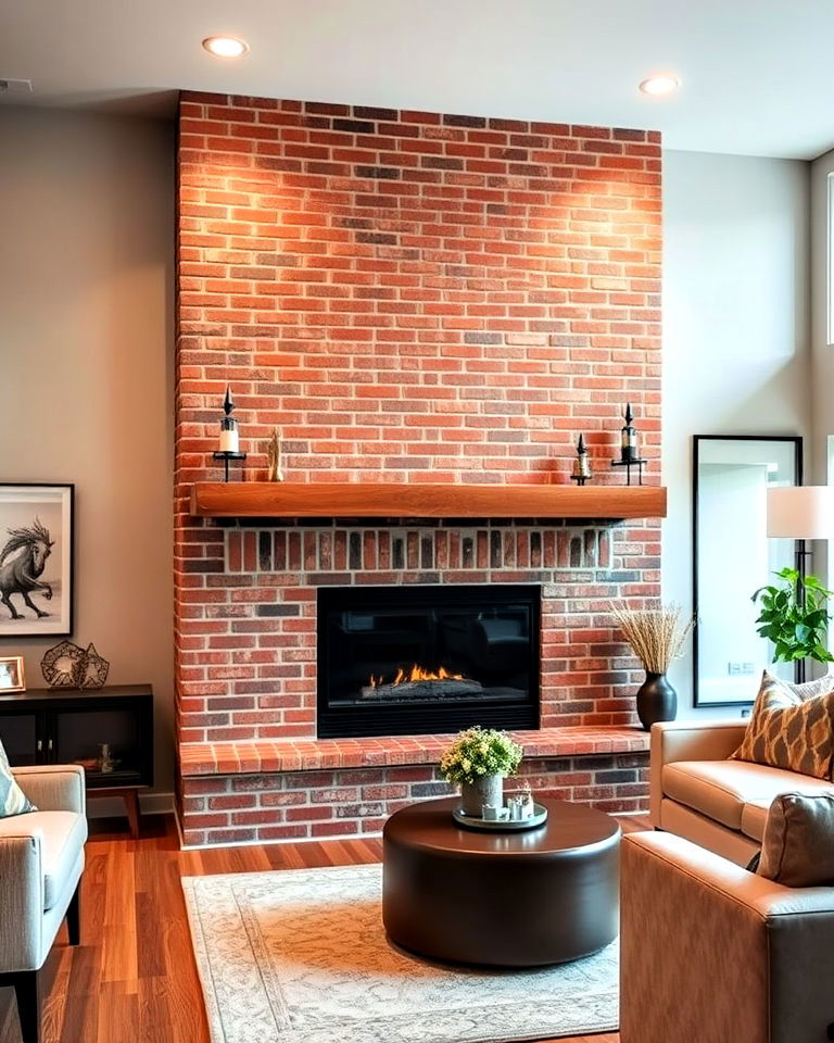 brick fireplace accent wall