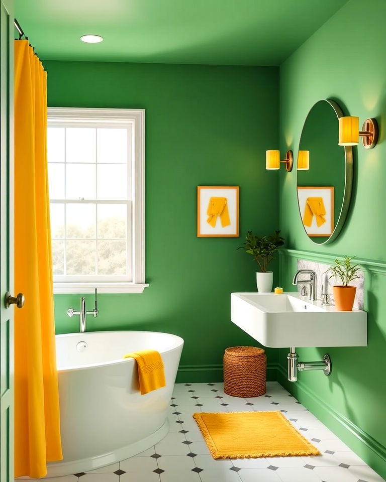 bright green walls with soft yellow accents