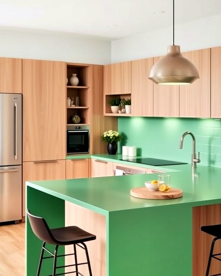 bright jade green kitchen countertops