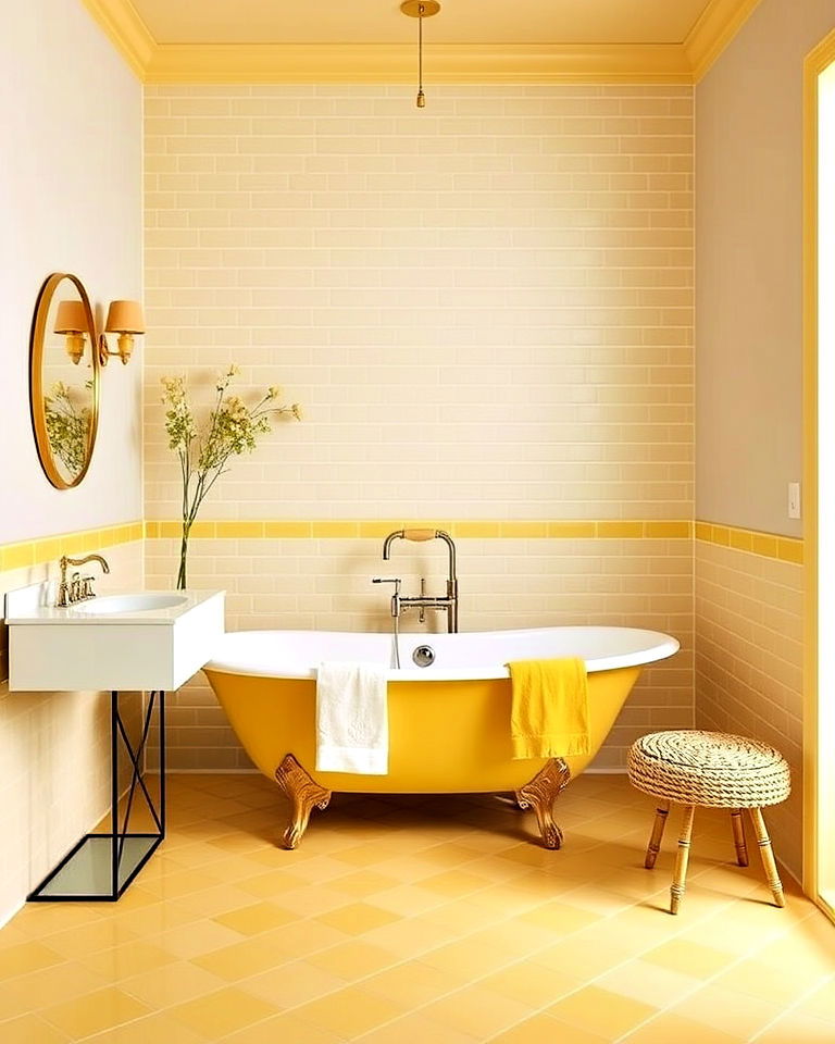 bright yellow fixtures for a bold pop of color bathroom