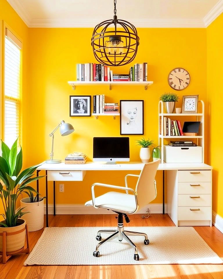 bright yellow home office paint color