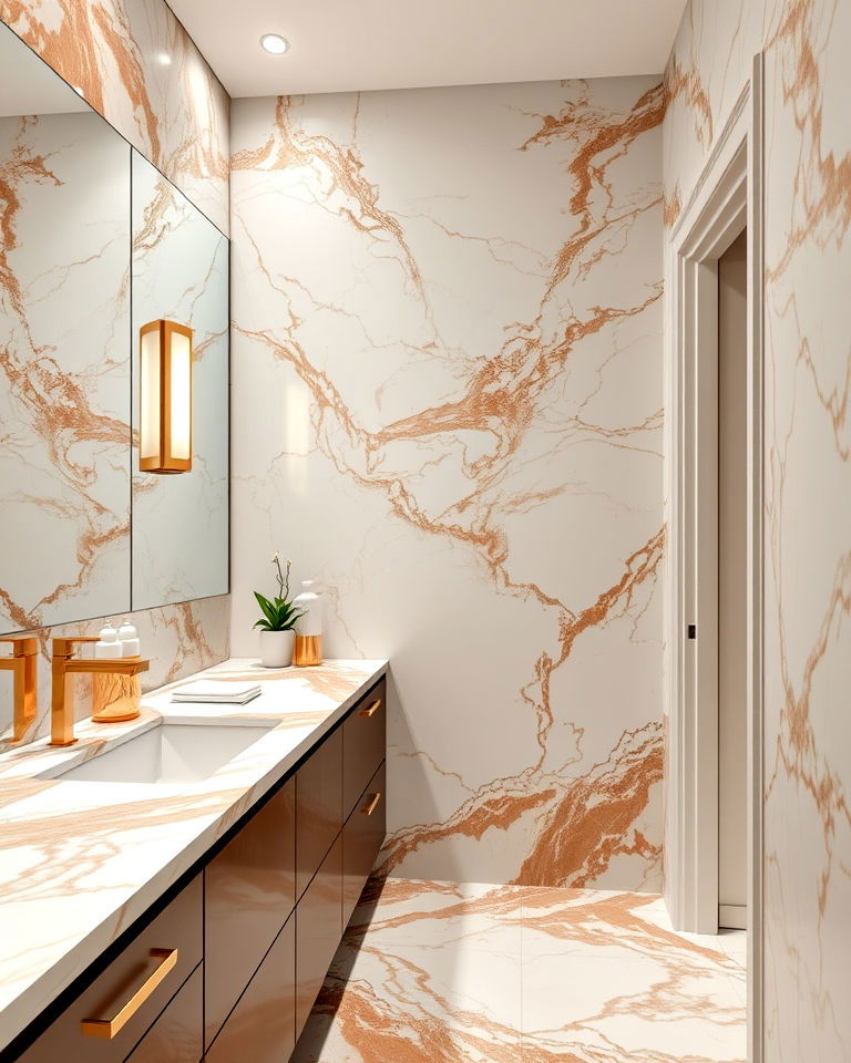 brown and white marble countertops for your bathroom