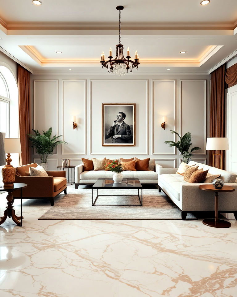 brown and white marble for living room