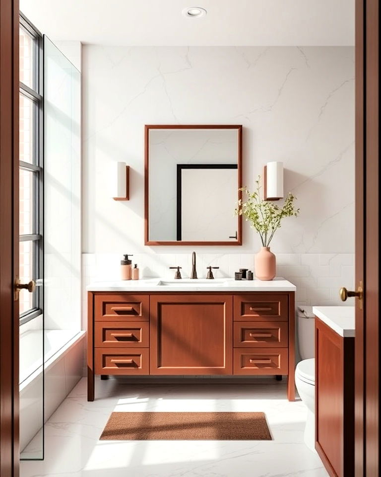 brown bathroom vanity as a stunning statement piece