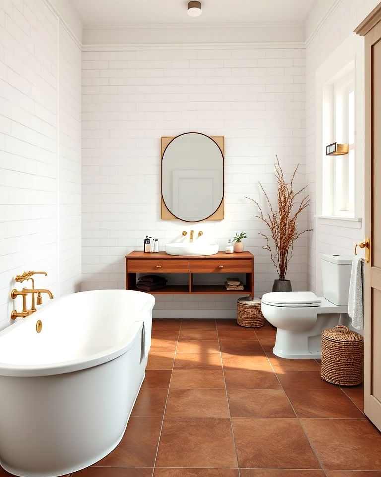 brown ceramic floor tiles to enhance your bathroom