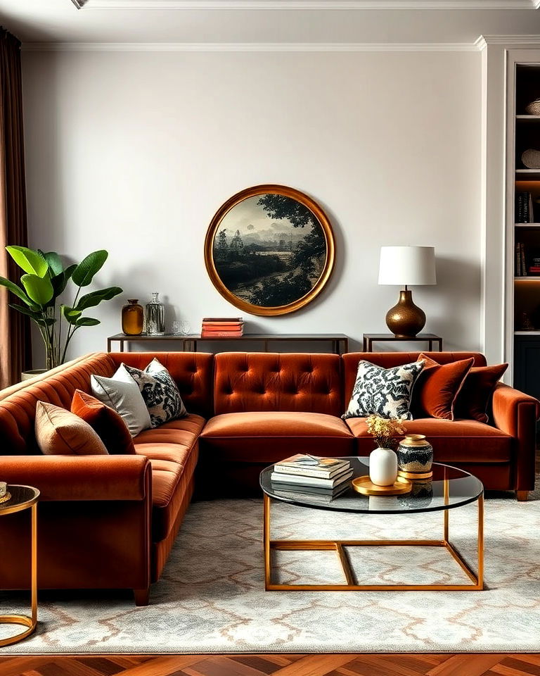 brown velvet sofa for luxurious comfort