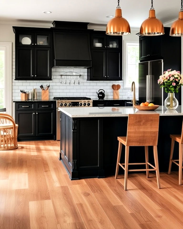 brown wood floors for any kitchen