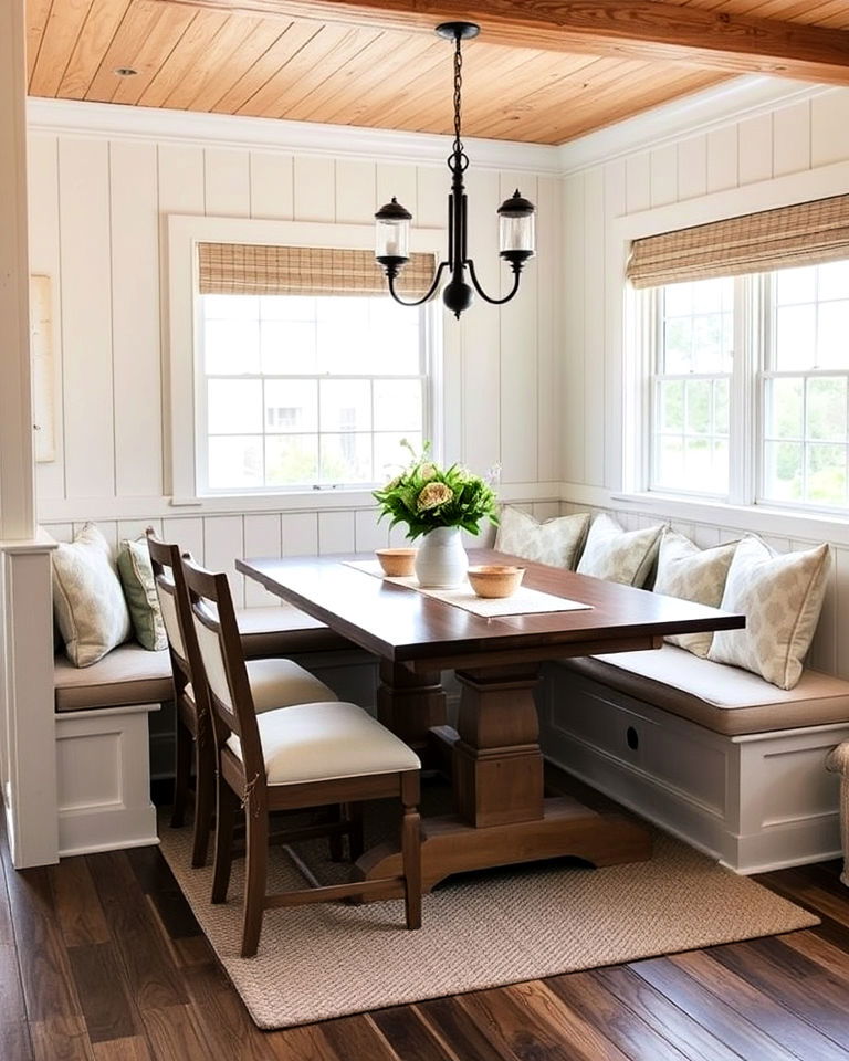 built in bench seating dining room