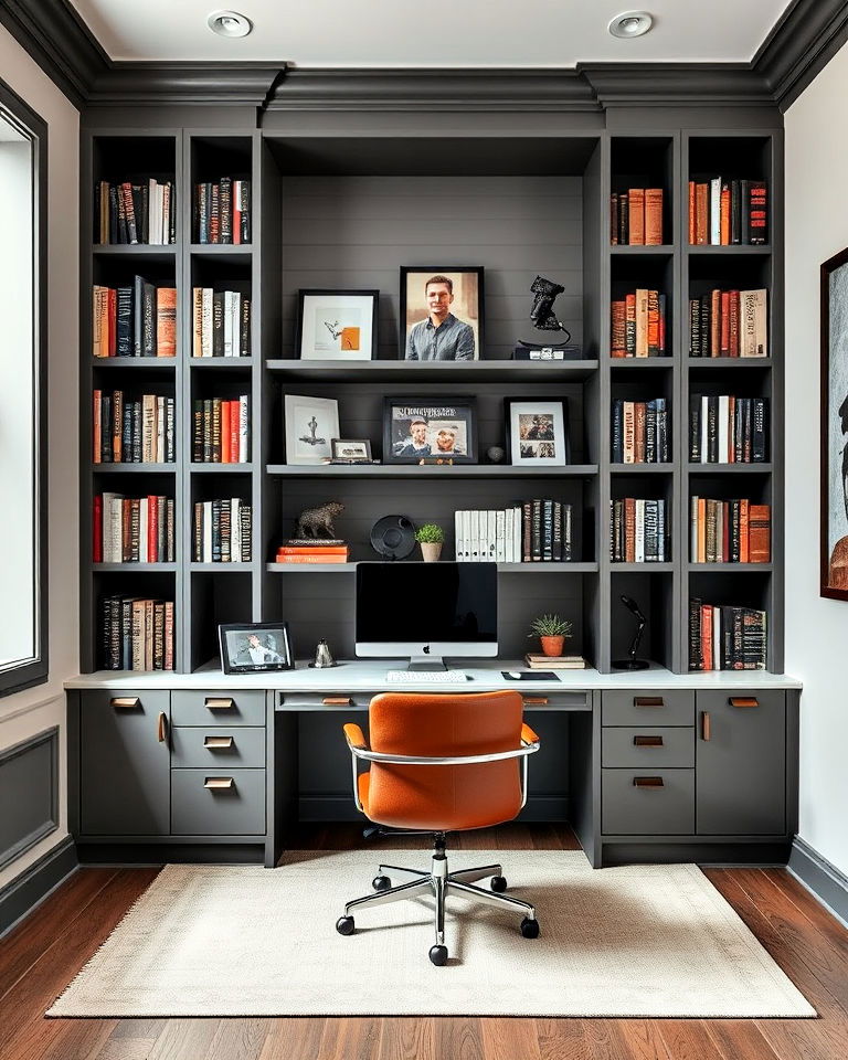 built in bookshelves home office
