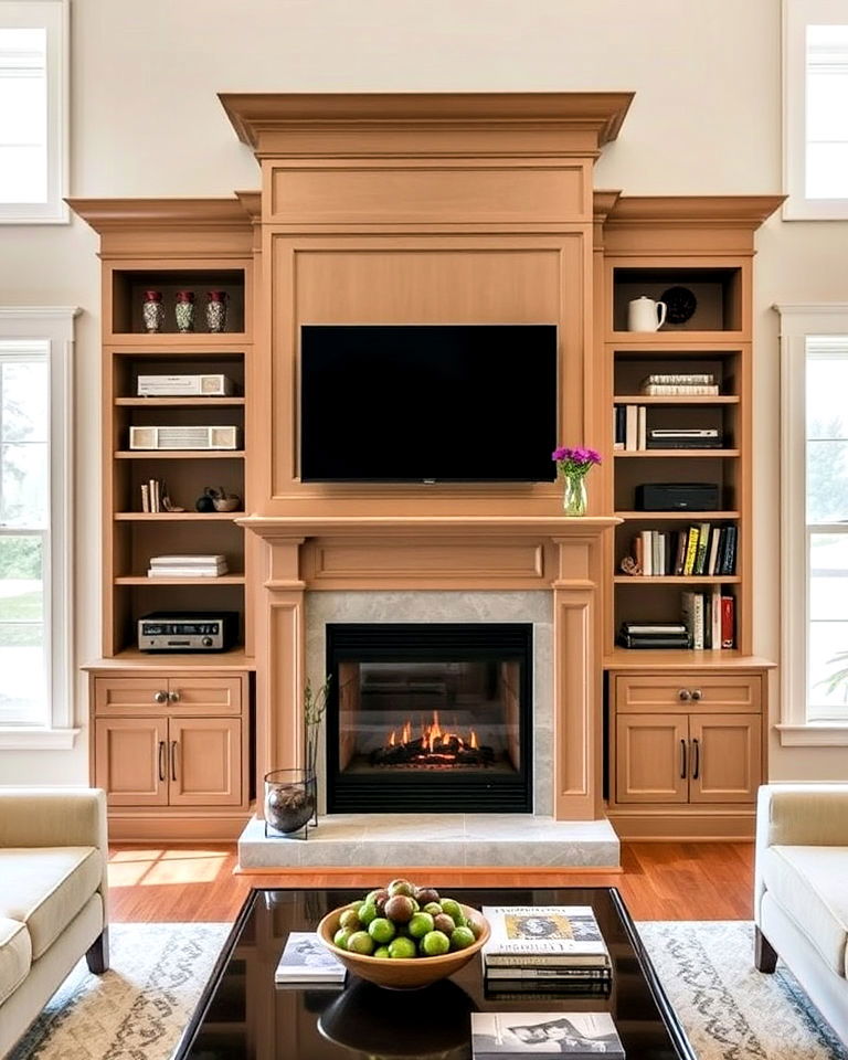 built in cabinetry around the fireplace