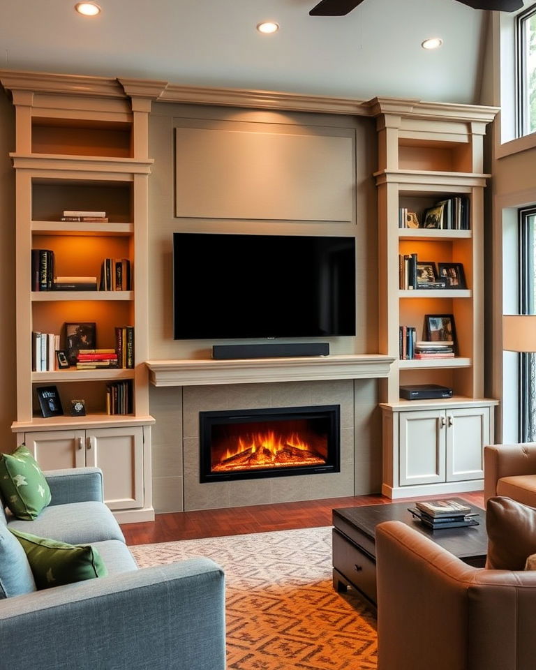 built in entertainment wall electric fireplace