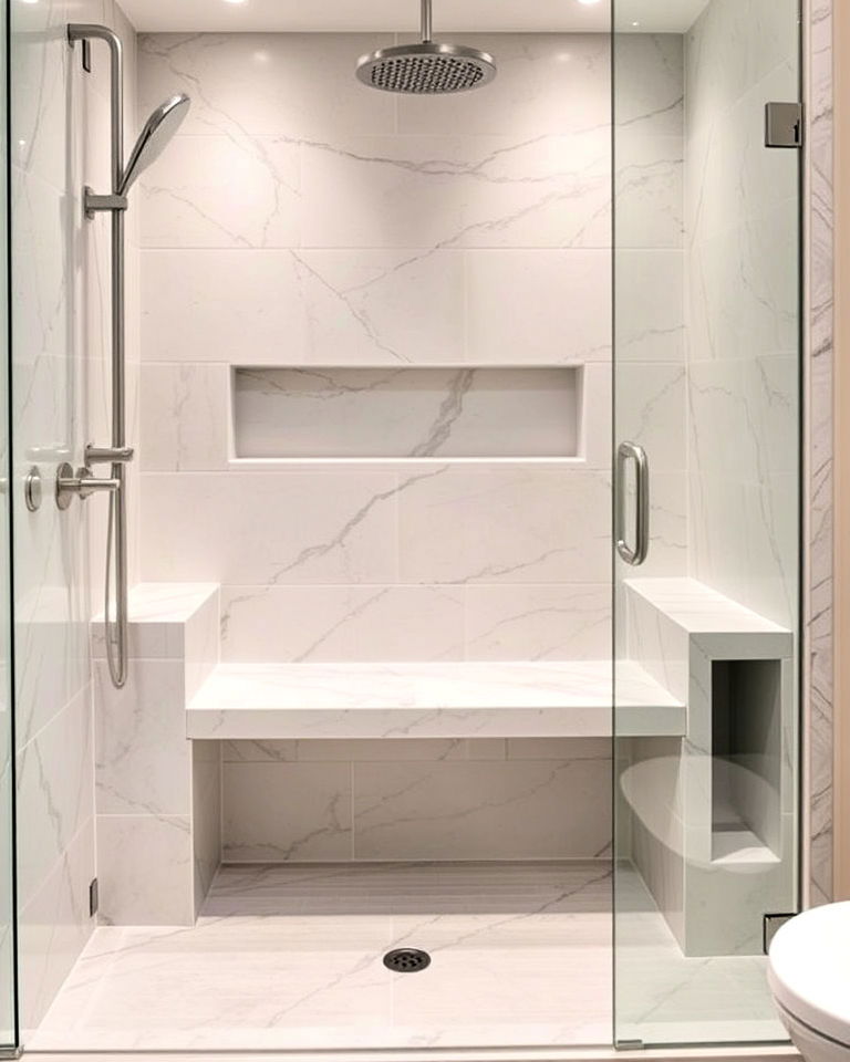 built in shower bench bathroom
