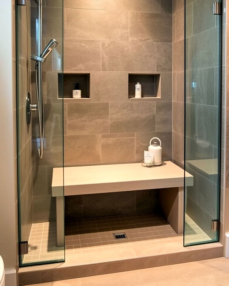 built in shower bench
