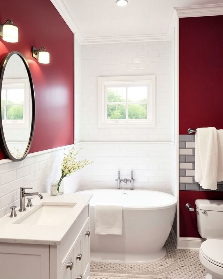 burgundy and white color scheme for a classic look