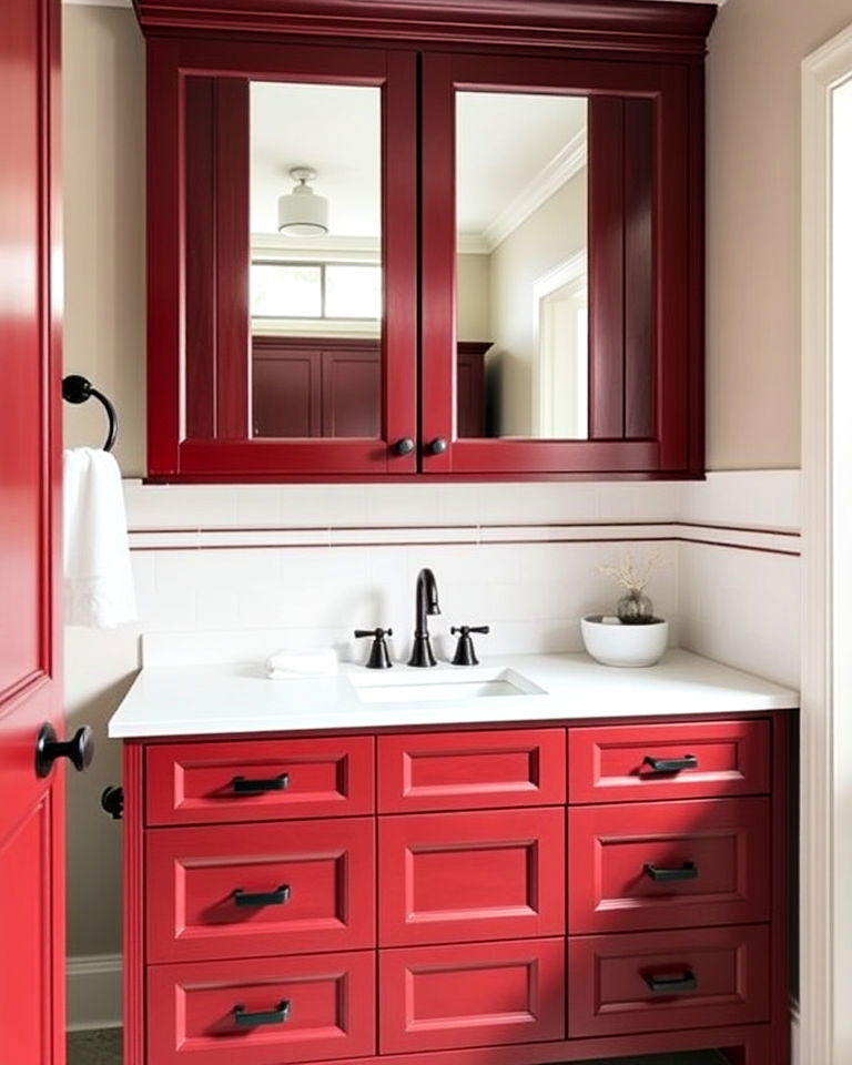 burgundy cabinetry for a sophisticated touch