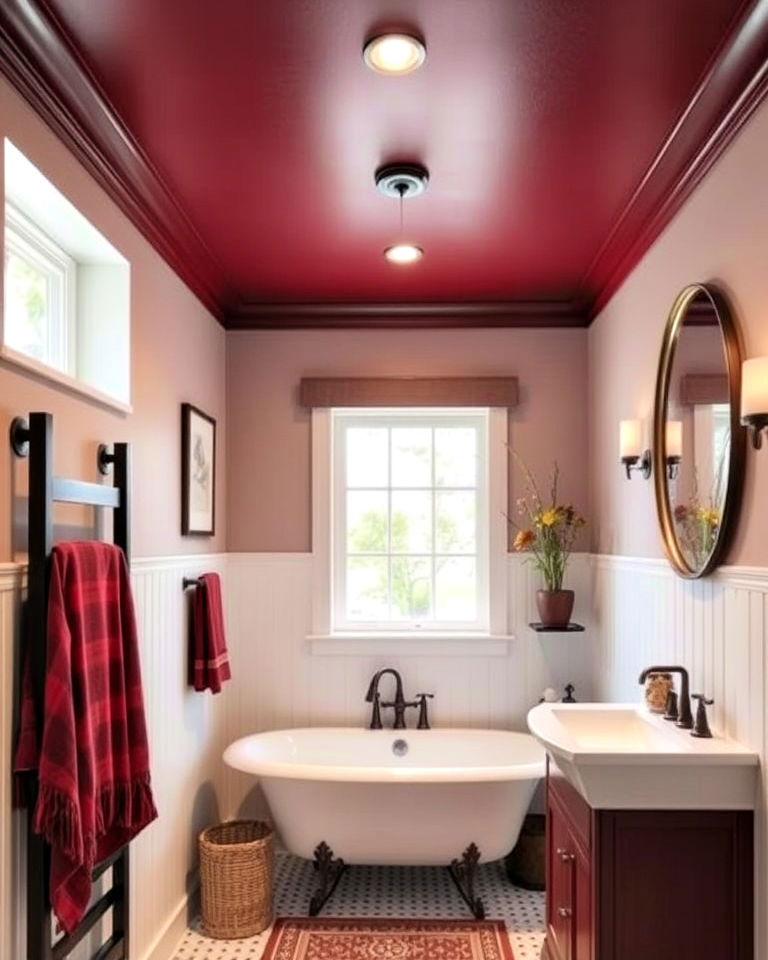 burgundy ceiling for an unexpected twist