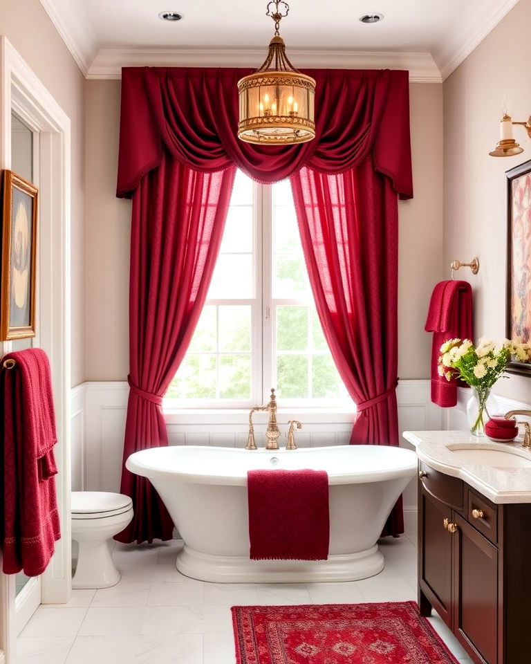 burgundy curtains or window treatments for a soft finish