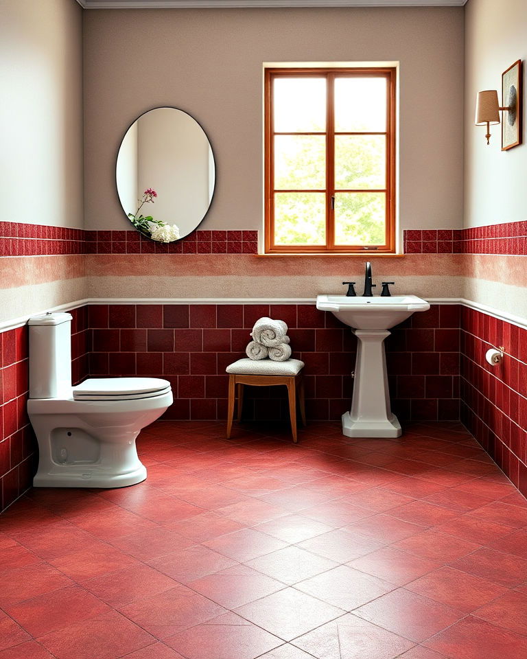 burgundy floor tiles for a grounded look