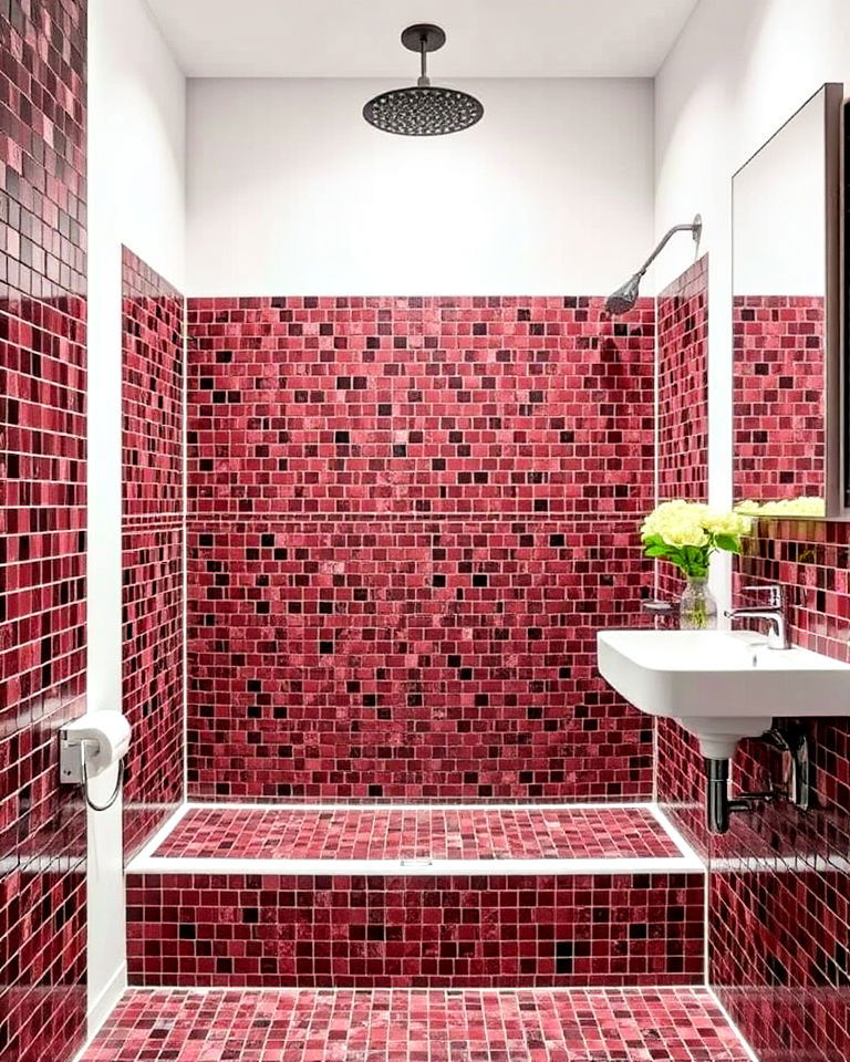 burgundy mosaic tiles for intricate detailing